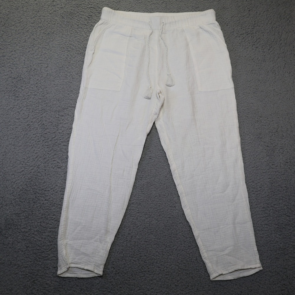 Madewell White Cotton Double Gauze Pull On Tassel Drawstring Pants Mens Medium
